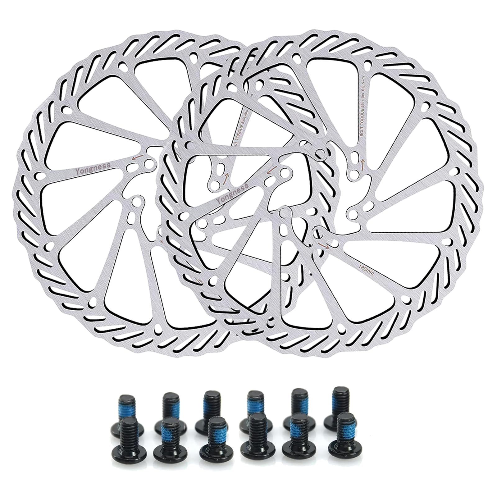 Yongness Bike Disc Brake Rotor G3 Silver 203mm Brake Rotor 2 Pack with 12 Screws Stainless Steel Brake Rotor Compatible with Shimano Tektro Avid Magura Hayes