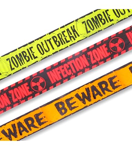 Zombie Infection Zone Warnband - Rot-schwarzes Absperrband Für Halloween-Partys, 6 Meter Lang