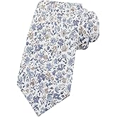 Luckyvestir Mens Tie, Floral Neck Tie, Skinny Ties for Men 2.56'', Flower Printed Cotton Neck tie for Wedding Business Groom