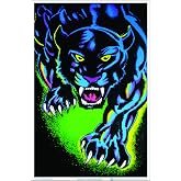 Scorpio Posters King of The Night Black Cat Blacklight Poster - Authentic Blacklight-Reactive Flocked Material - 23" x 35"