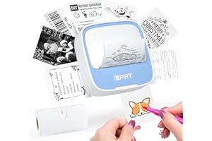 iDPRT Portable Sticker Maker Machine with 1 Roll Sticker Paper, Mini Printer Efficiently and Quickly, Thermal Printer for Study Notes, Pictures, DIY, Label, Free App with Multiple Templates,Blue