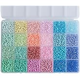 YUYUDEHM Light Color 3mm Seed Beads, 5200Pcs Glass Seed Beads Kit with Storage Box for DIY Necklace Bracelet Crafts