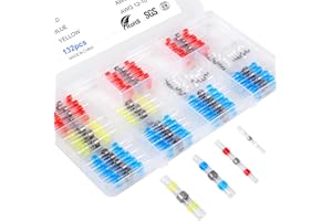 132PCS Solder Seal Wire Connectors, Professional Heat Shrink Butt Wire Connectors, Cooclensportey Solder Stick Wire connectors for Motorcycle, Automotive, Marine with Anticorrosion and Waterproof