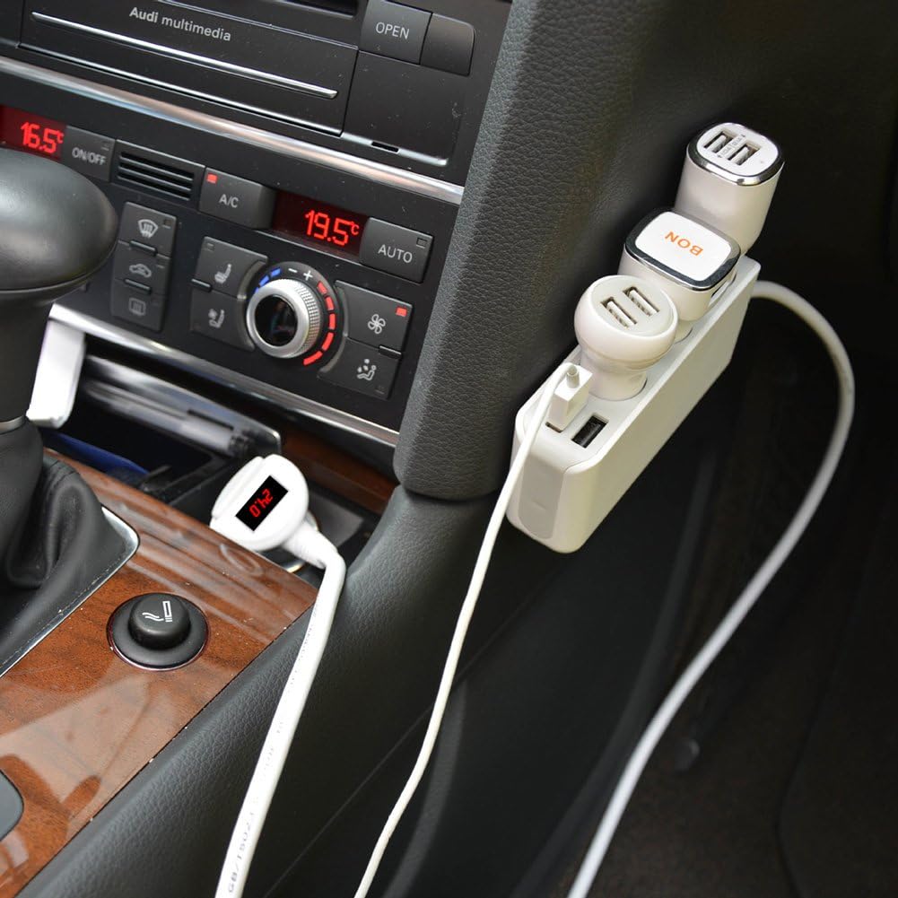 Amazon Diconna ３合１ 車載用 ハブソケット 充電 カーカーチャージャー Usb ２ポート搭載 電圧表示 シガーシガーライター Iphone Samsung Galaxy ノートパソコン及び他のスマートフォンに対応 シガーソケット充電器 車 バイク