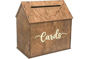 Cregugua Rustic Wooden Card box 12x12x7 Inch House Shaped Gift Card Box for Wedding Birthday Baby Shower Graduation Party