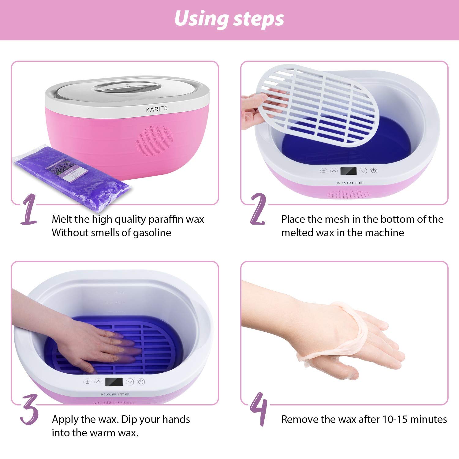 KARITE Paraffin Wax Machine for Hand and Feet, Fast Wax Meltdown Paraffin Bath, 3000ml Large Capacity Paraffin Wax Warmer with 2lb Paraffin Wax Refills & Thermal Mitts for SPA & Arthritis Treatment: Beauty