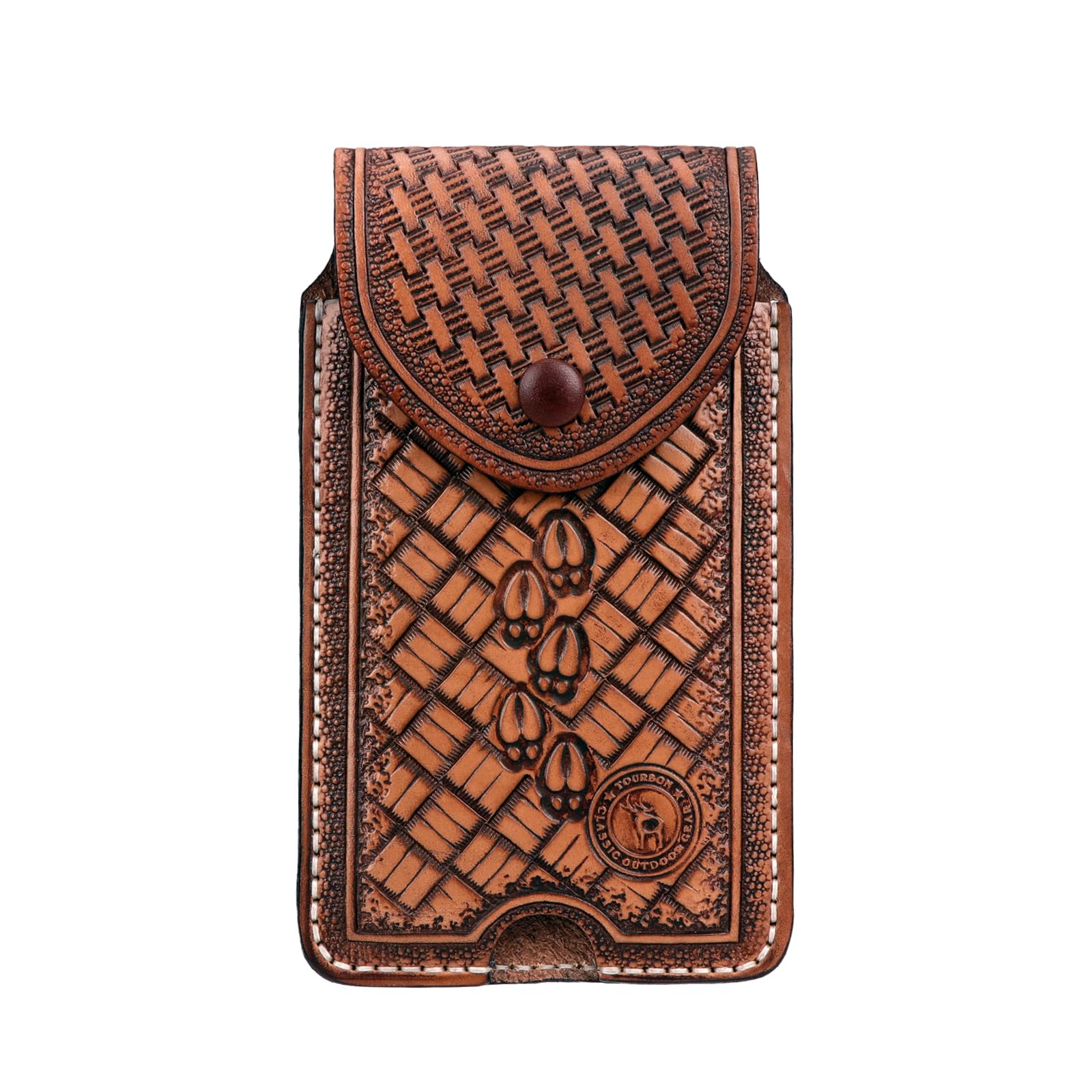 TOURBON Genuine Leather Phone Pouch for Belt Mens Mobile Phone Holster Lightweight Smartphone Holder Case