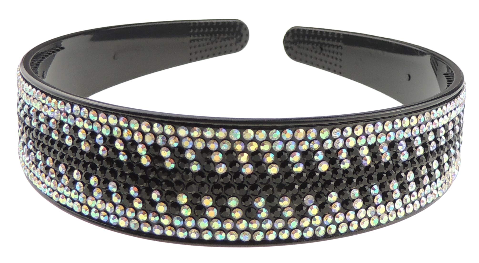 Ladies Extra Sparkly Crystal Diamante Silver Evening Headband Alice Band (Silver Black)