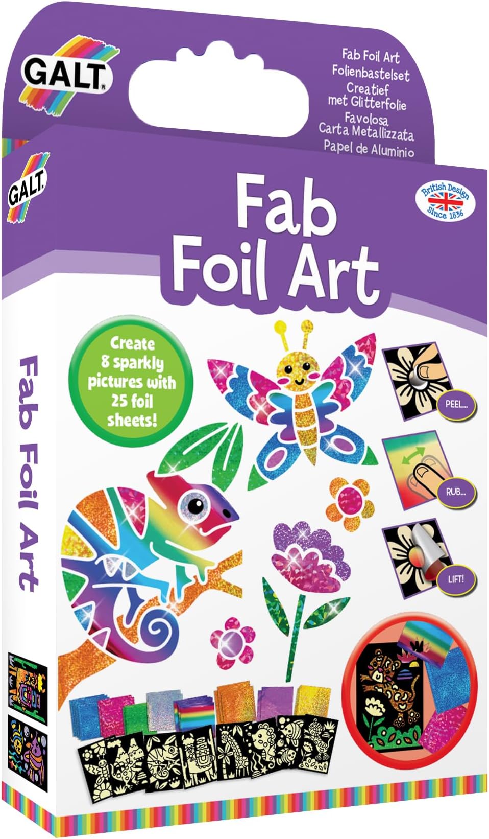 Galt Fab Foil Art Craft Kit Activity Pack 8 Pictures 25 Foil Sheets