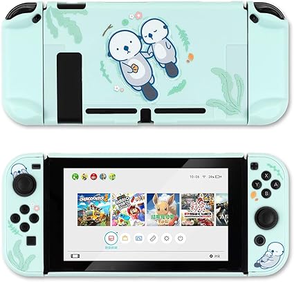Amazon Com Geekshare Protective Case Slim Cover Case Compatible With Nintendo Switch And Joy Con Shock Absorption And Anti Scratch Sea Otter