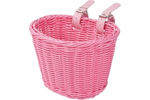 ciopswslk Kids Woven Bicycle Basket, Kids Scooter Bike Front Storage Basket for Boys Girls, Outdoor Cycling with Adjustable S