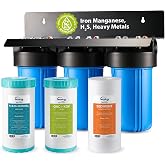 iSpring Iron, Manganese, H2S Whole House Water Filter System | Also Reduces Lead, Mercury, Chlorine, Sediments, 1-Inch Inlet/Outlet, Up to 12 Months or 50K Gallons, Model: WGB31B-MKS