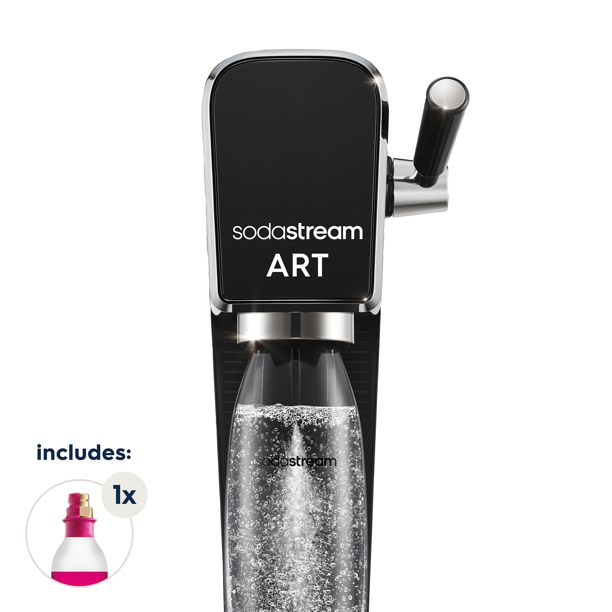 SodaStream Art Sparkling Water Maker (Black) with CO2 and Dishwasher Safe Bottle