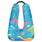 Cinnvoice 28 x 18 Inch Car Sleeping Pillow for Kids Cartoon Travel Body Pillow for Kids Adults for Road Travel to Support Head Body (Dinosaur)