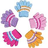 SATINIOR 5 Pairs Kids Gloves Full Fingers Knitted Warm Gloves Winter Mittens for Little Boys and Girls Daily Supplies