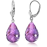 Galaxy Gold GG 14k Solid Gold Leverback Earrings with Briolette Amethysts