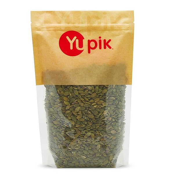 YUPIK RAW PUMPKIN SEEDS, NO SHELL, 1 LB (16 OZ), GMO-FREE, GLUTEN-FREE, KOSHER, SHELLED PEPITAS, SALT-FREE, OIL-FREE, PLANT-BASED PROTEIN, SOURCE OF FIBER, HEALTHY SNACKS, IDEAL FOR BAKING & TOPPING