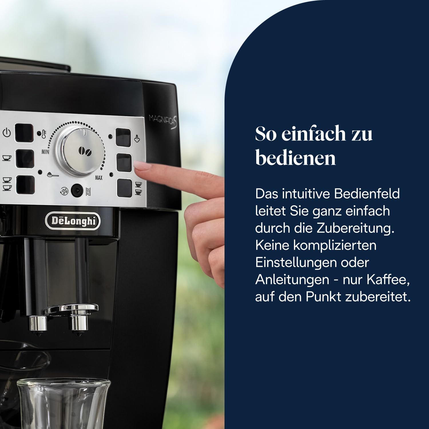 De’Longhi Magnifica S - Perfetto Kaffeevollautomat mit klassischem Milchaufschäumer, Espresso- und Cappuccino Kaffeemaschine, Bedienfeld mit Tasten, Schwarz (ECAM22.110.B) 5