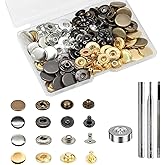 BetterJonny - Juego de 24 cierres a presión de cuero resistente, botones a presión de metal de 0.59 pulgadas, remaches de cue