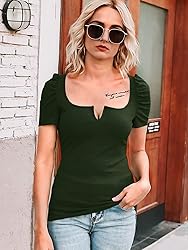 Womens Cute Ruffled Short Sleeve Top Square Neck