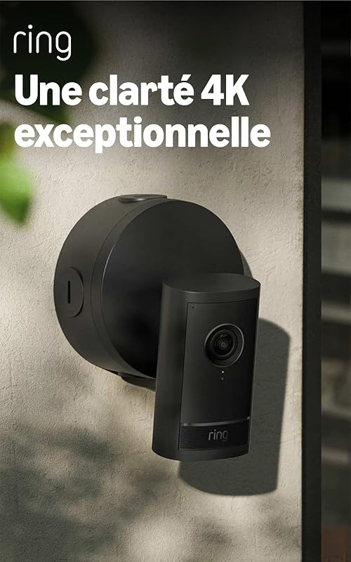 Outdoor Camera 4K Pro, Caméra extérieure avec adaptateur PoE (nouvelle génération), Caméra de surveillance, Retinal 4K, zoom 10X, Essai gratuit de 30 jours de l'abonnement Ring