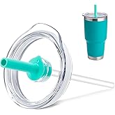 Prurex Leak - Proof Straw Lid - Replacement for YETI Rambler 14 oz Mug, 26 oz Straw Cup, 30 oz Tumbler & 35 oz Tumbler - Press Fit Cover (Teal)
