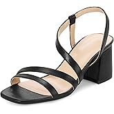 mysoft Women's Strappy Chunky Block Low Heel Sandals 3 Inch Open Toe Heels Dress Shoes