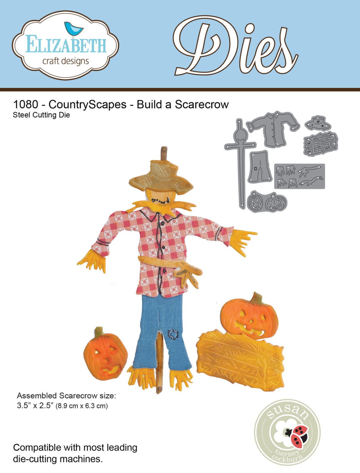 Elizabeth Craft Designs Build a Scarecrow Die, Metal, Grey, 21.3 x 13.7 x 0.2 cm