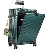 feilario Aluminium Frame PC Hard Shell Spinner Wheels Luggage,20.8"X15"X8.7 Airline Approved Built-In TSA lock Carry on Suitcase, with Cup Holder, USB Port, Phone Holder