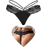 ohyeah Women Sexy Lace G-String Thong Bikini Panties Cheeky Underwear for Women Cotton Crotch Undies Ladies Underwear Panties