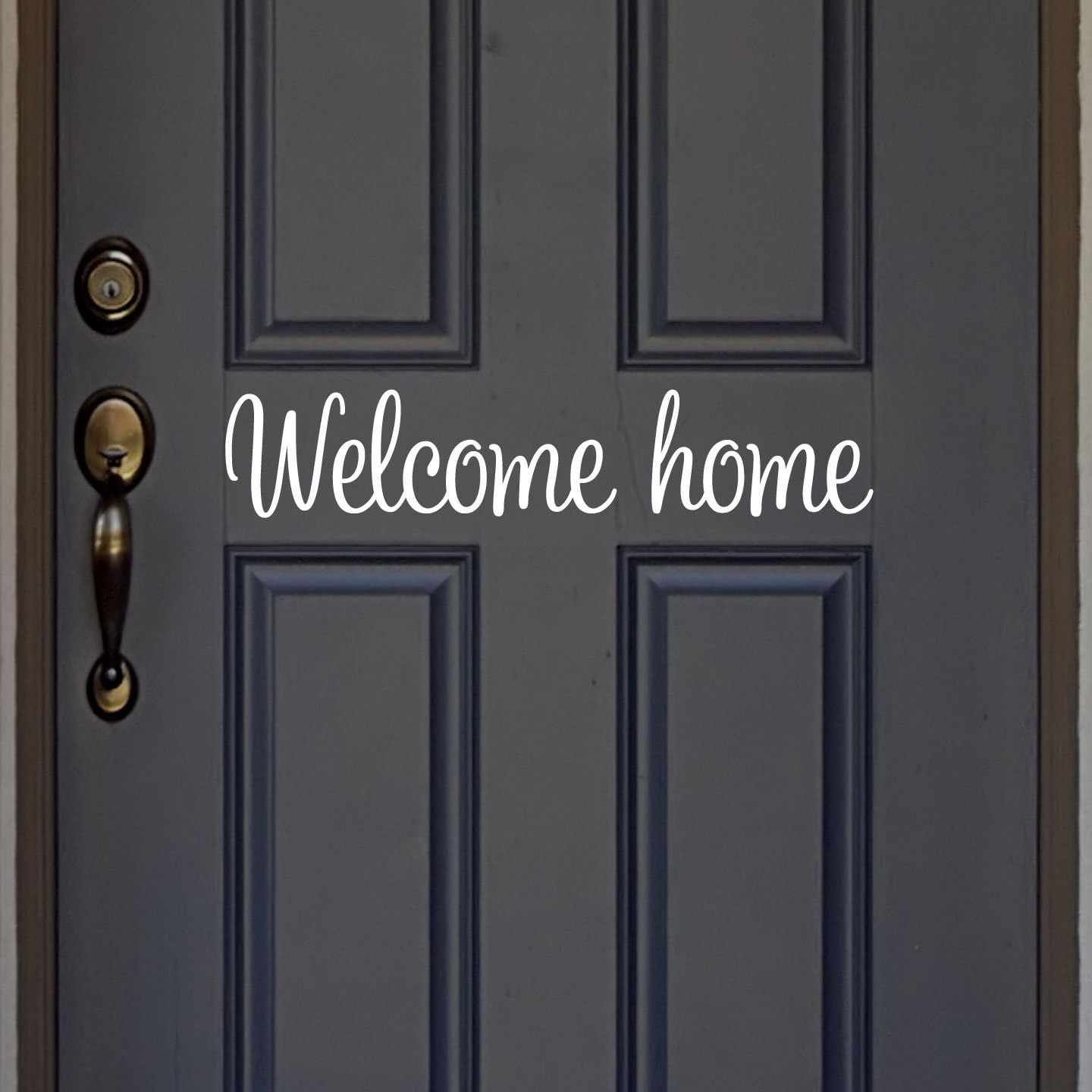 White Welcome Home Vinyl Front Door Decal - Welcome Home Vinyl Decal, Home Vinyl Sticker, 23" W x 4.5" H