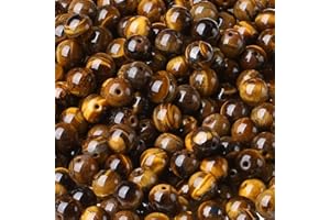 LAIDANLA Tiger Eye 8mm Natural Stone Beads Round Loose Gemstone Stone Beads for DIY Bracelet Necklace Earrings Jewelry Making Polishing Genuine Real Stone Beading 96PCS 2 Strand 32"