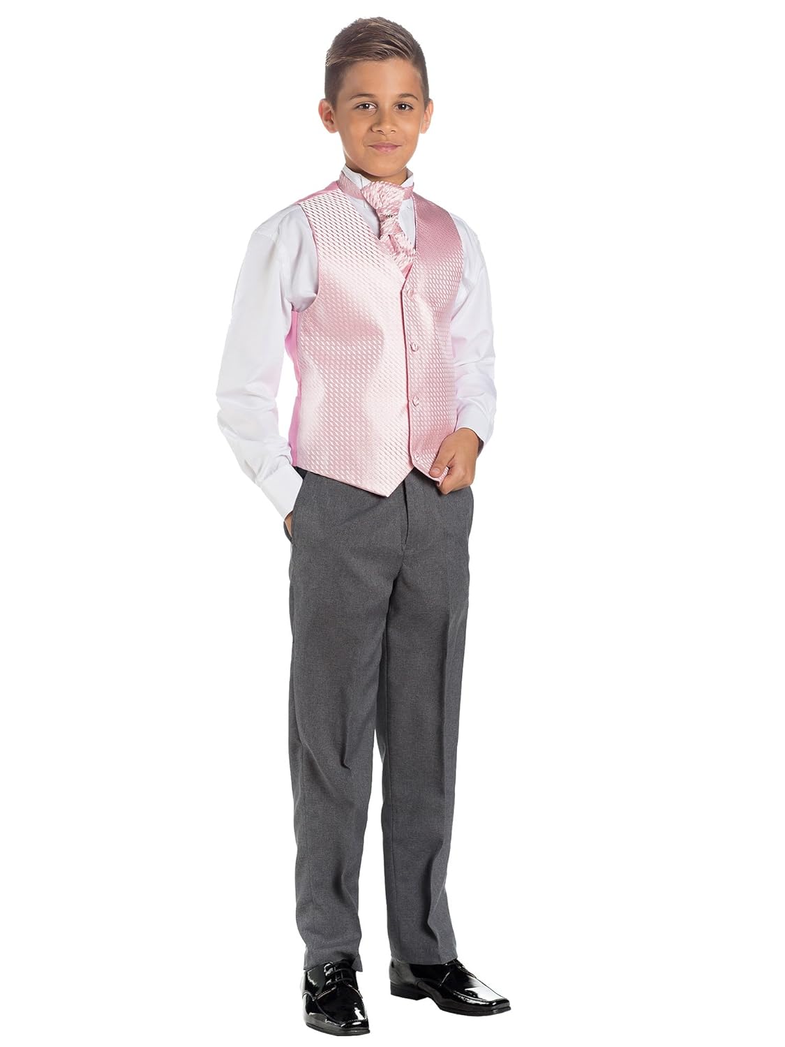 Paisley of London, Boys Pink & Grey Suit, Page Boy Suits, Waistcoat