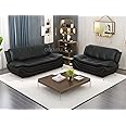 Dekmxas Leather Couches for Living Room, Living Room Couch Set, Sofa for Bedroom, Apartment, Living Room Furniture Sets (a-Leather Black, Sofa+Loveseat)