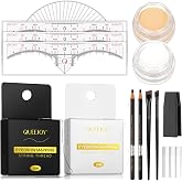QUEEJOY Eyebrow Mapping Kit, Professional 62Pcs Microblading Pre-Draw Kit | Includes 10m Black&amp;White Brow Thread, 50 Ruler Stencils, Concealers, Brushes, Pencil and Razors Help Create Clean Brow Shape