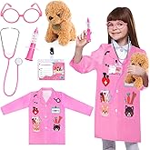 Kyson Veterinarian Costume for Kids 6 Pcs Animal Doctor Vet Dress Up Pretend Play for Boys Girls Halloween Career Day