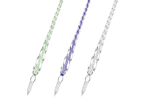 Zonon 3 Pieces Handmade Glass Dip Pen High Borosilicate Glass Elegant Crystal Pen for Writing Drawing Signatures Calligraphy Decoration(Silvery, Blue, Ice Green)