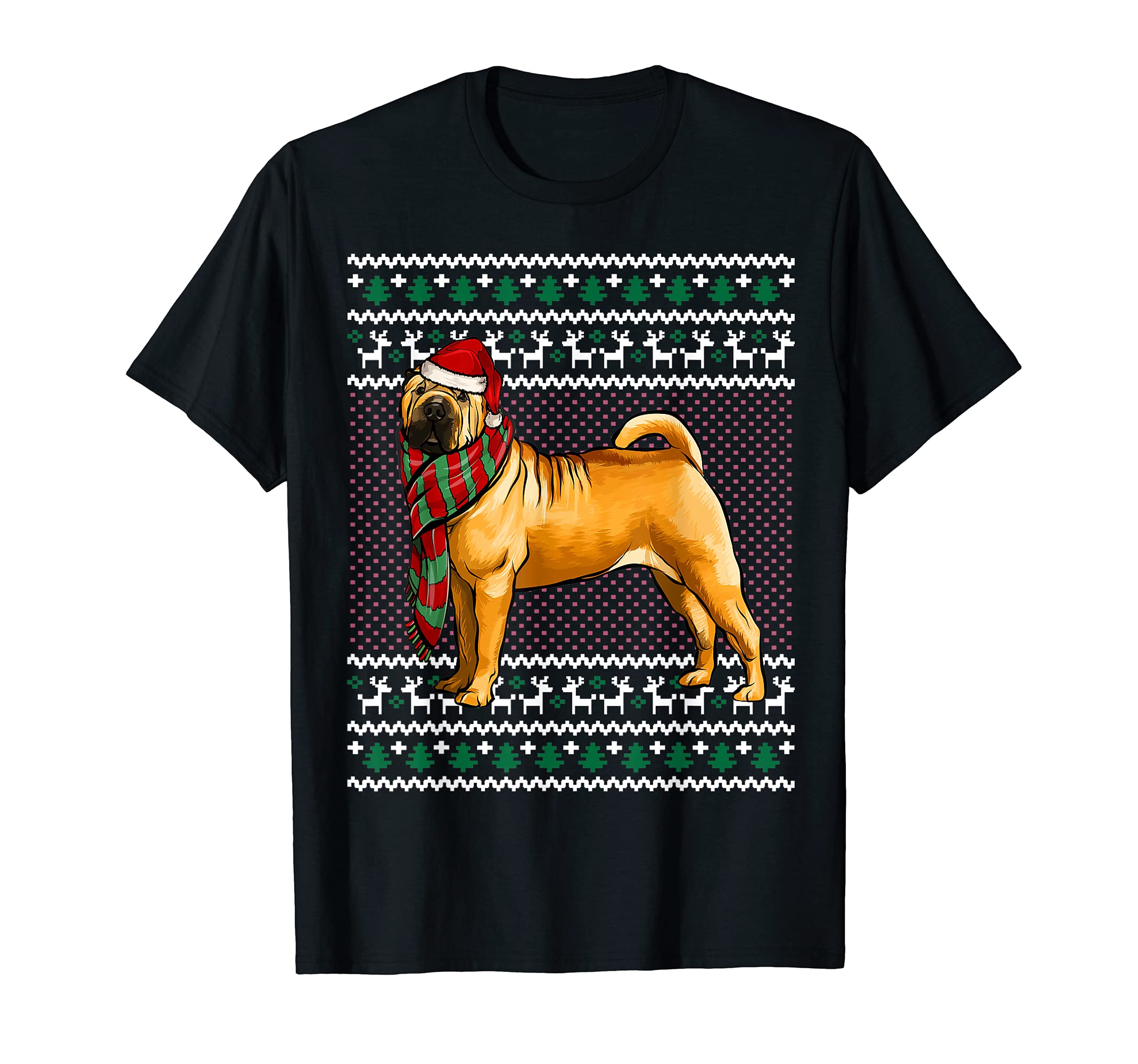 Xmas Chinese Shar-Pei Dog Santa Hat Ugly Christmas T-Shirt
