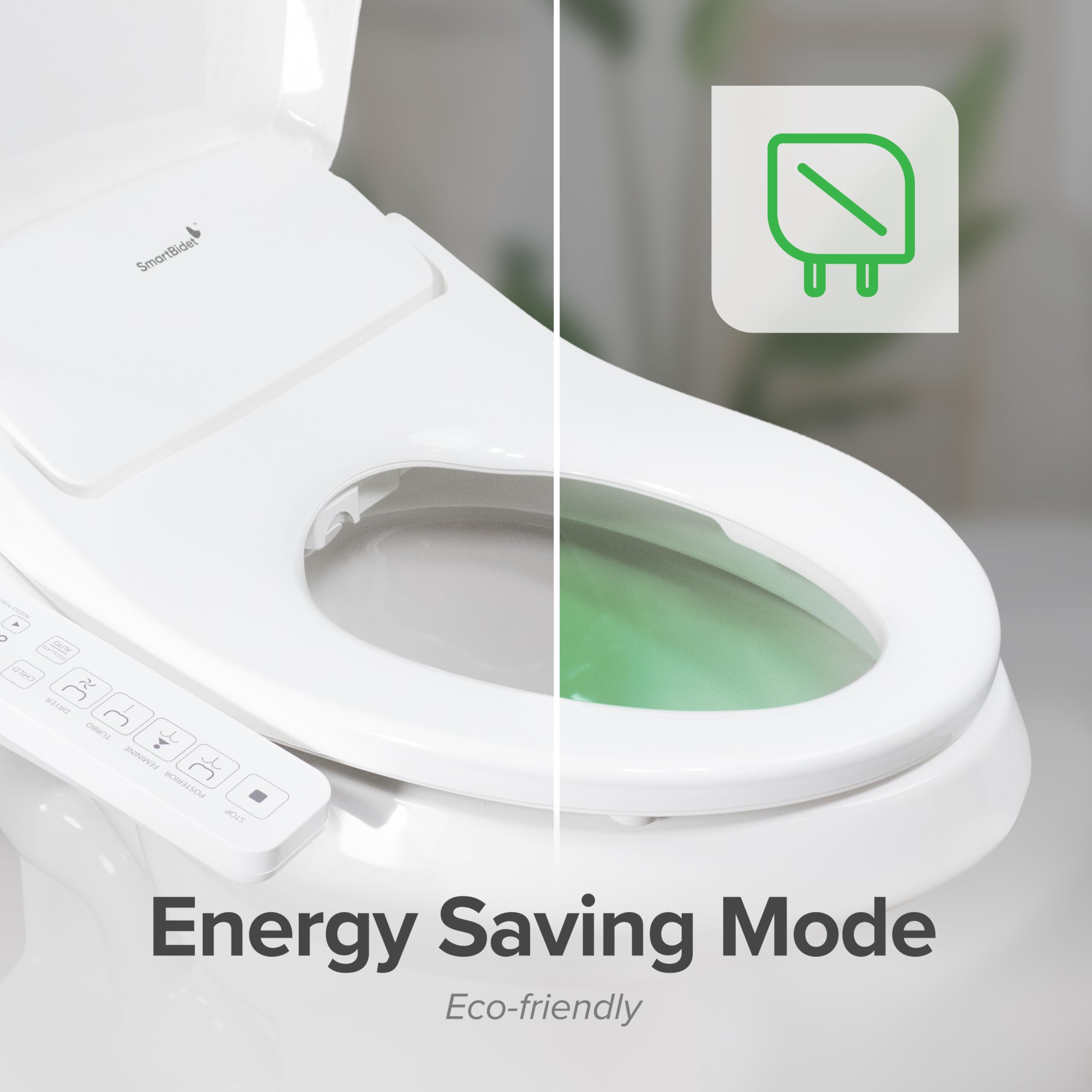 SmartBidet® SB-2600 Electric Smart Bidet™ Seat for Elongated - Electronic Heated Toilet Seat with Warm Air Dryer and Temperature Controlled Wash Functions (Unlimited Hot Water)