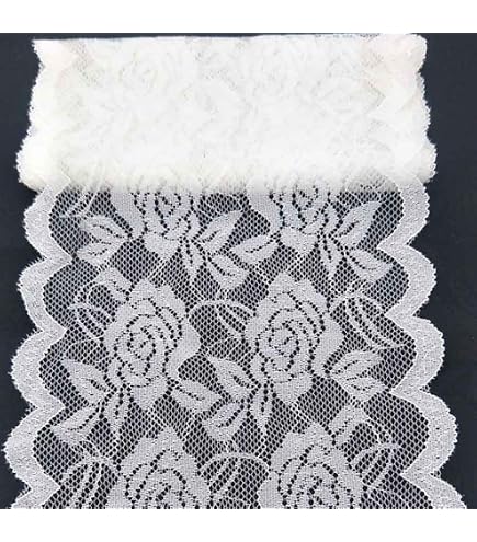 60 Inches Ivory Lace Fabric By The Bolt - 15 Yards Wholesale Floral Polyester Lace For Dresses & Decor