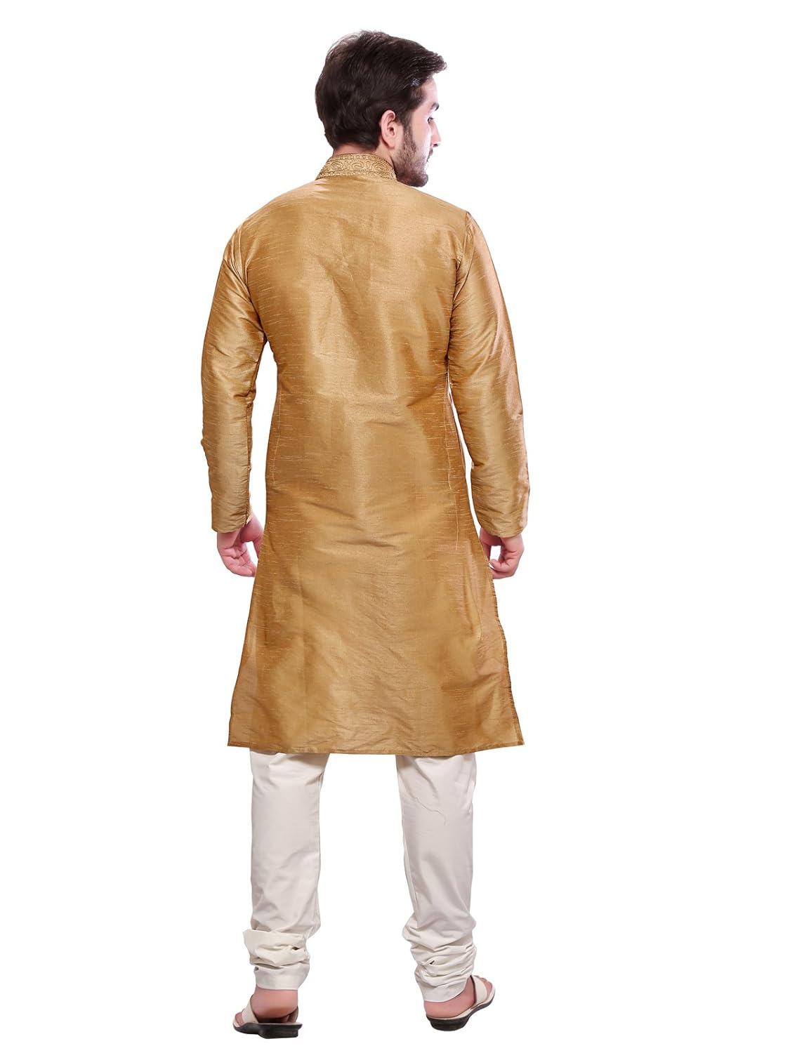 a.b.c. garments gold silk kurta and pyjama set for men