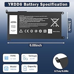 COWOOGMZ 42Wh YRDD6 Battery Replacement for Dell I