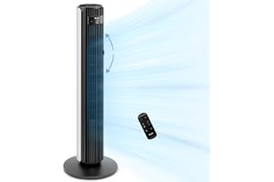 LEVOIT Classic 42-inch Tower Fan for Home, 1472 CFM Powerful Fan, 22dB Quiet as You Sleep, 90° L&R Oscillation, 60° U&D Airflow, 12H Timer, 5-Speed and 4 Modes with Temperature Sensor, Remote Control