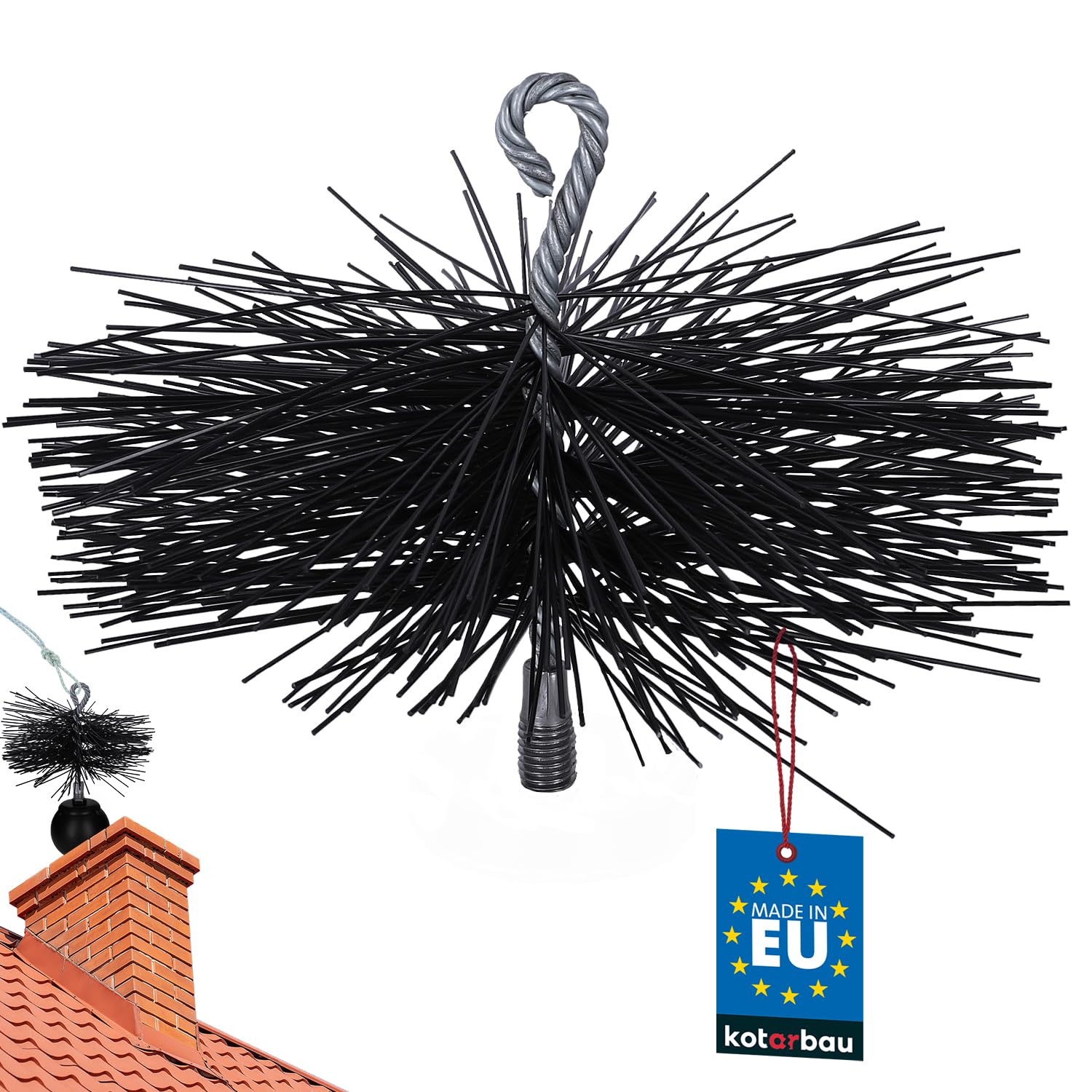 KOTARBAU Chimney Brush Made of Plastic, 200 mm, Fireplace Broom, Plewa Ceramic Stainless Steel Pipe Soot Broom Chimney Brush, Stainless Steel Fireplace Cleaner (200 mm)