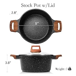 ESLITE LIFE Nonstick Stock Pot with Lid, 3 Quart