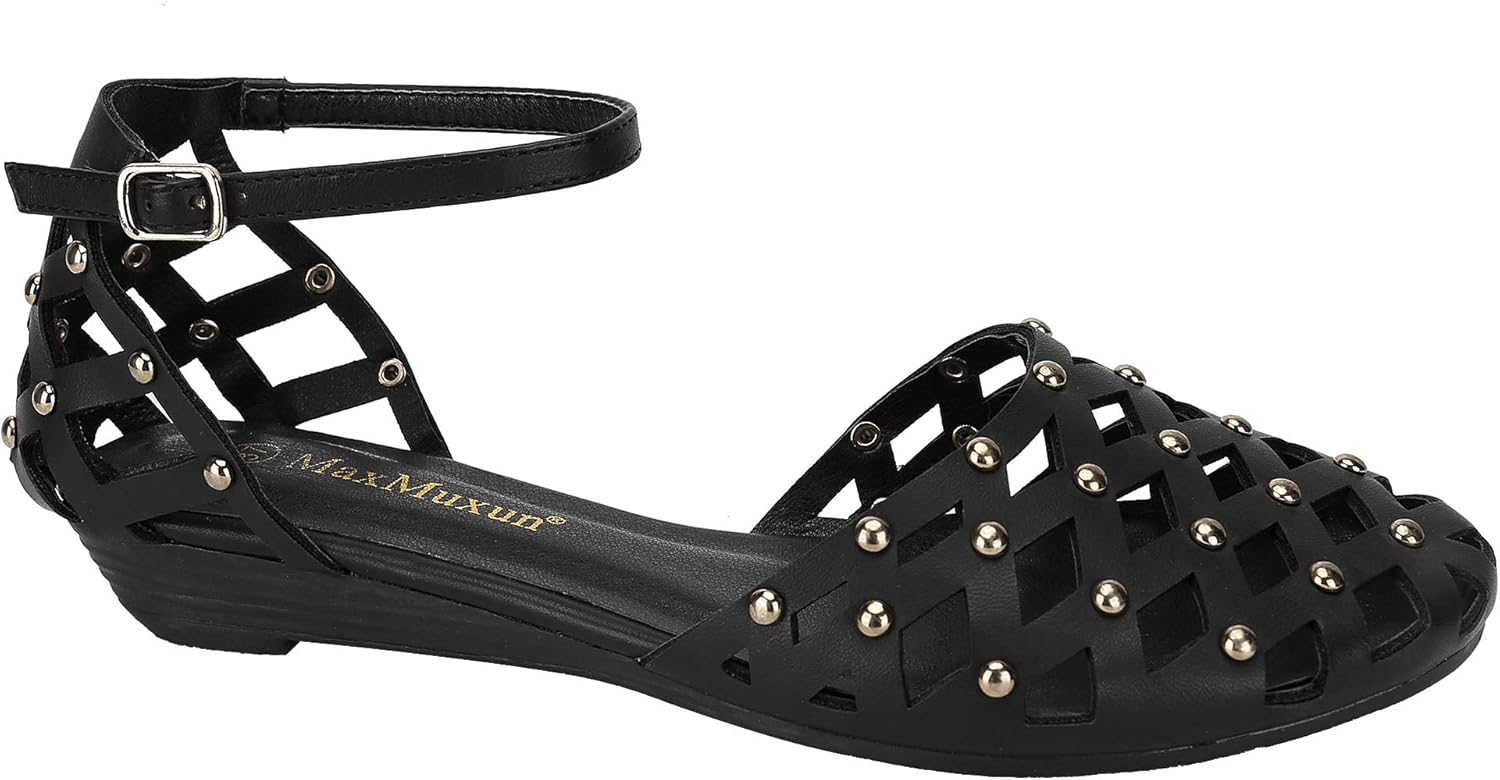 Amazon.com | MaxMuxun Womens Roman Ankle Strap Cage Closed Toe Flat Sandals | Flats
