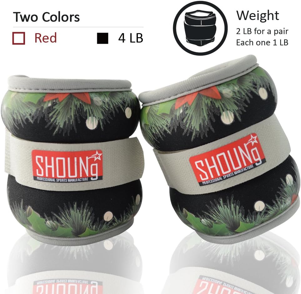 SHOUNg Personalised Ankle Weights/Wrist Weights (1 Pair) with Adjustable Strap for Fitness, Workout, Exercise, Walking, Jogging, Gymnastics, Aerobics and Gym(X'Mas Limited Edition, Black, 2lbs)