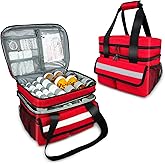 NENYX Large Pill Bottle Organizer Storage with Removable Dividers & Double Layer, Travel Medication Bag for Prescription Bottles, Medical Supplies, 11.8”x8.1”x9.5” (Red,Bag Only)