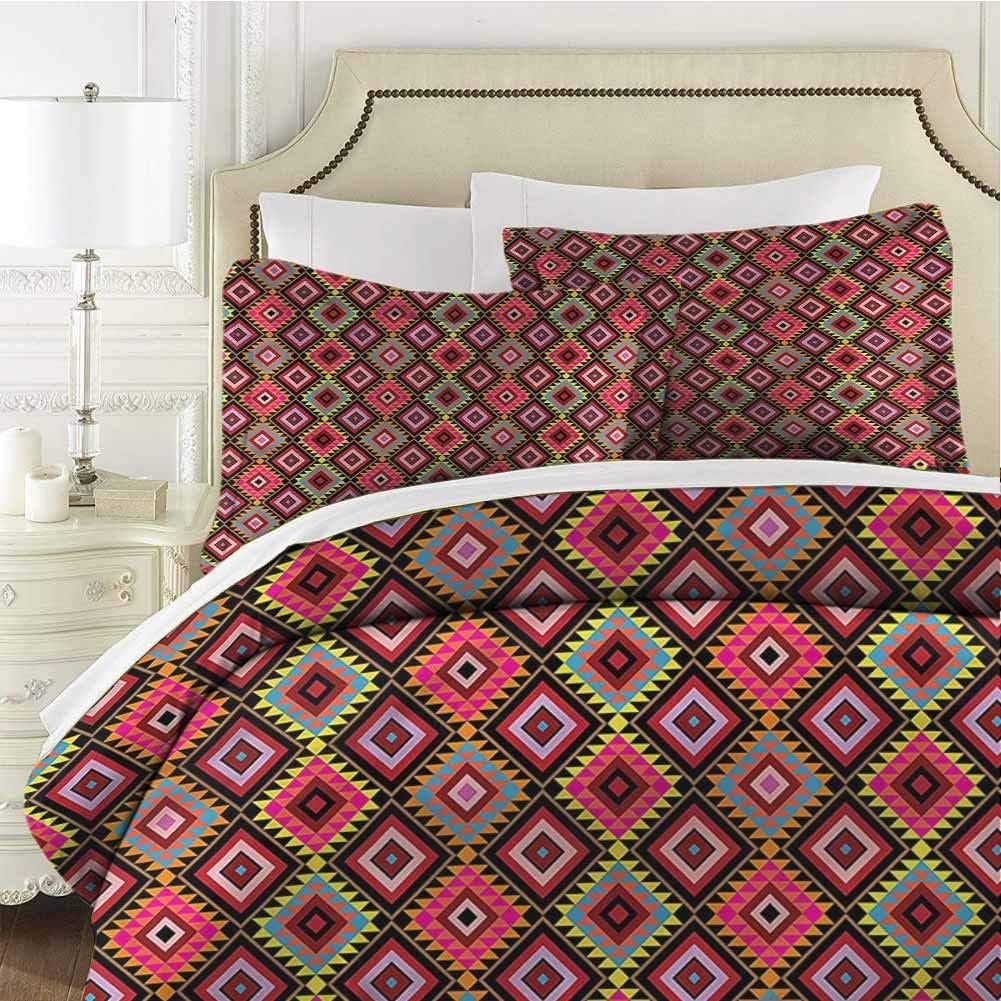 Xlcsomf Aztec Bedding 3Piece Twin Bed Sheets Set, Triangles and
