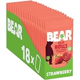 BEAR Fruit Rolls Strawberry 20g (Pack of 18) &ndash; Made with Real Fruit | Made with real fruit, no added sugar, good source of fiber - perfect healthy snack for lunchboxes and on-the-go